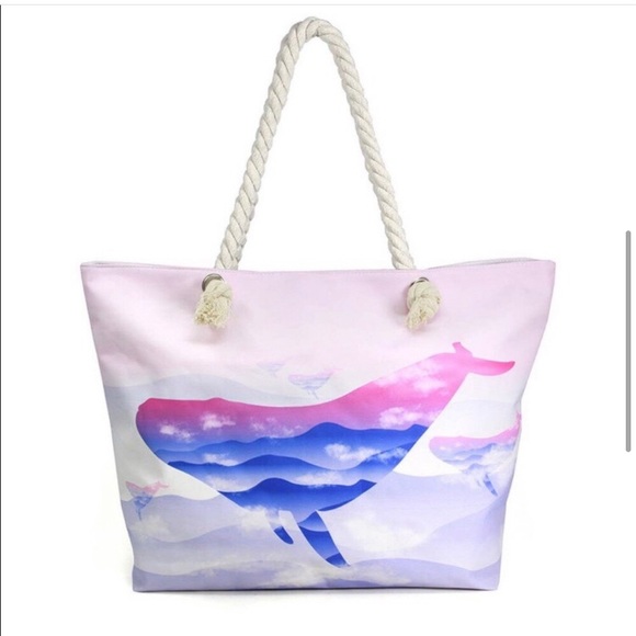 LAST ONE: Ombré ocean life beach tote bag - Picture 4 of 12